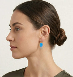 Masivní zlaté náušnice s kabošonským modrým opálem