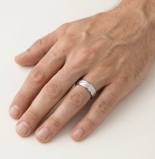 Bague de mariage en or blanc à finition mate