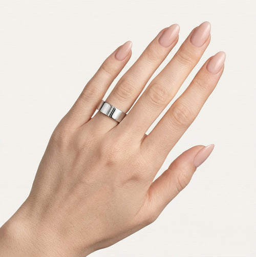 White gold wide wedding ring