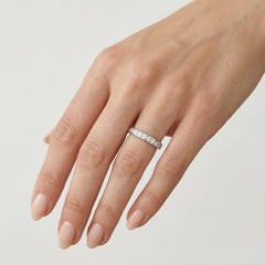 White gold ring with line of diamonds
