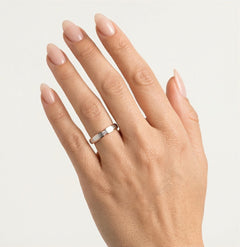 White and rose gold matte sparkling wedding ring