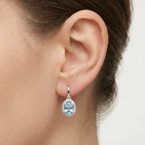 Aquamarine gold diamond earrings