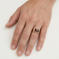 Rectangular garnet statement ring