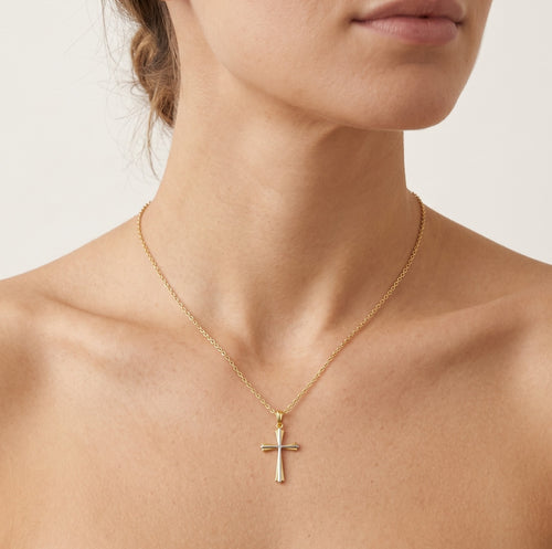 Pendentif double croix en or