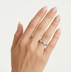 Bague de mariage large en or blanc avec ou sans pierres