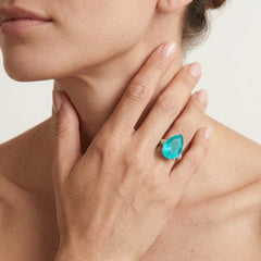 Bague tourmaline paraíba poire