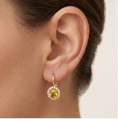 Pendientes de oro amarillo con citrino natural