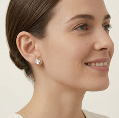 Weißgold Ohrstecker mit Perlmutt und Kleeblatt-Motiv