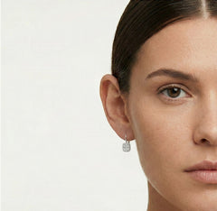 Rechteckige Zirkonia-Ohrringe aus Weißgold