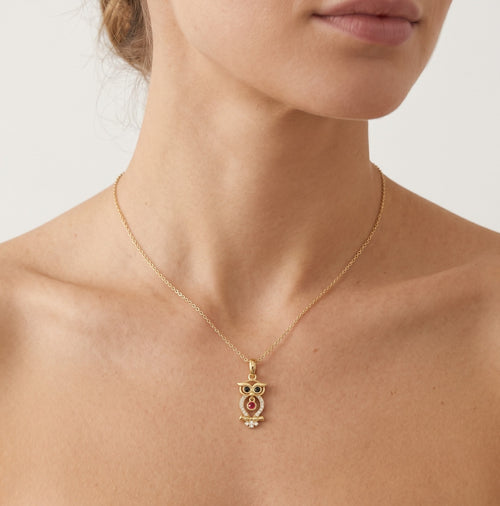 Goldanhänger mit Eule und Zirkonia