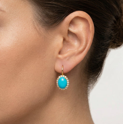Oválné tyrkysové náušnice