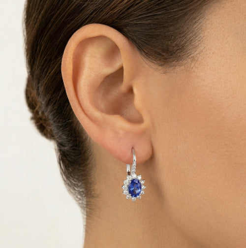 Náušnice s Tanzanitem a diamanty