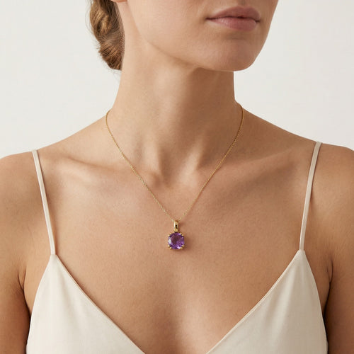 Kissen-Schliff Edelstein Gelbgold Anhänger