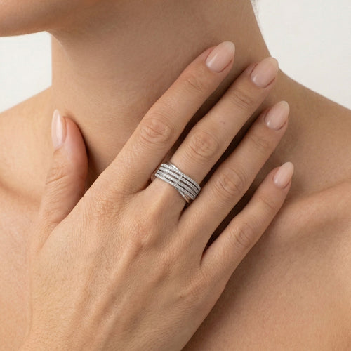 Bague argent à cinq rangées