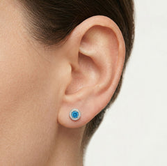 Bezel halo topaz stud earrings