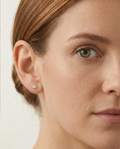 Yellow gold and cubic zirconia childrens and baby girls flower stud earrings