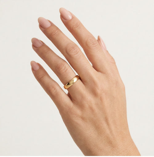 Wide yellow gold wedding ring