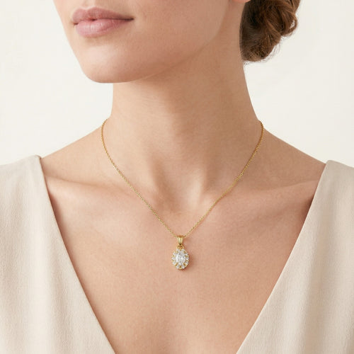 Ovaler Zirkonia-Goldanhänger