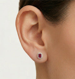 Royal white gold ruby earrings with diamonds
