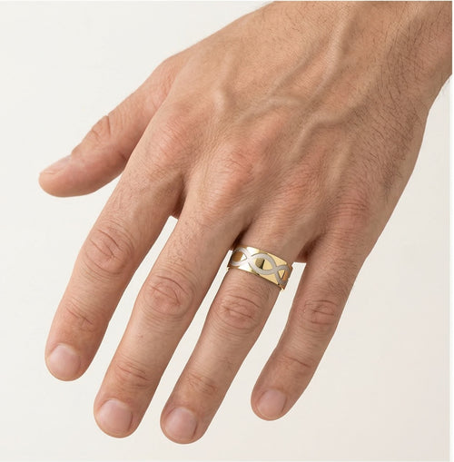 Unikátní snubní prsten z bílého a žlutého zlata