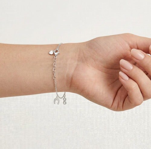 Pulsera de cadena de plata de ley con colgantes