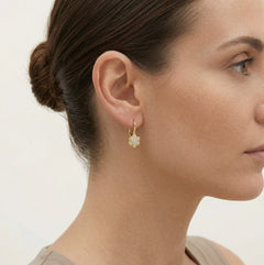 Gold- und Zirkonia-Blumenohrringe