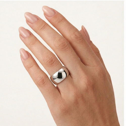 Bague de mariage large en or blanc