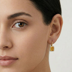 Pendientes de citrino radiante con halo