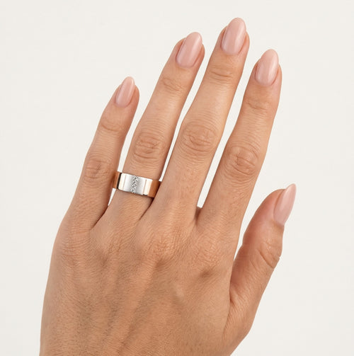 Masivní snubní prsten z bílého a růžového zlata