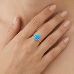 Simple opal silver ring