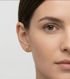 Boucles d’oreilles clous en or avec zircon cubique hibou