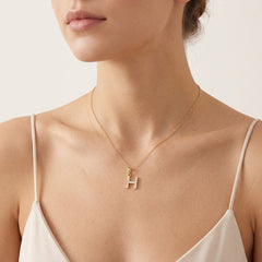 Gold-Anhänger mit dem Buchstaben "H" und Zirkonias