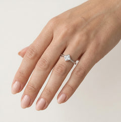 White gold ring with rhombus cubic zircon