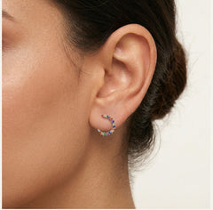 Boucles d’oreilles puces cercles en argent avec pierres synthétiques