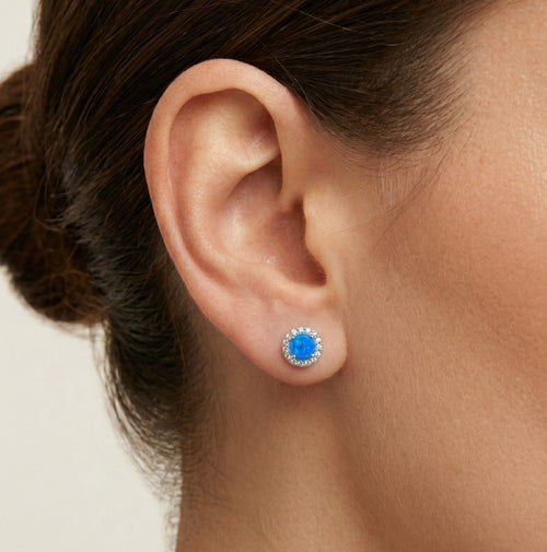 Royal runde blaue Opal Ohrstecker