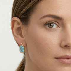 Náušnice modrý topaz emerald brus