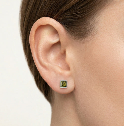 Square amber earrings