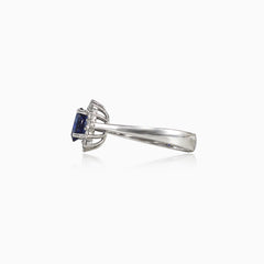 Ring with Oval Shape Sapphire and Diamonds