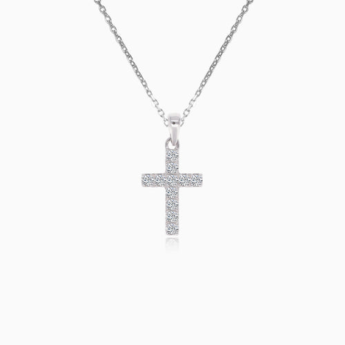 Anständiges Diamantkreuz aus Weißgold