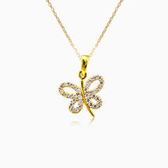 Zářivý zlatý motýl s kubickými zirkony