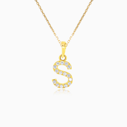 Gold-Anhänger mit dem Buchstaben "S" und Zirkonias