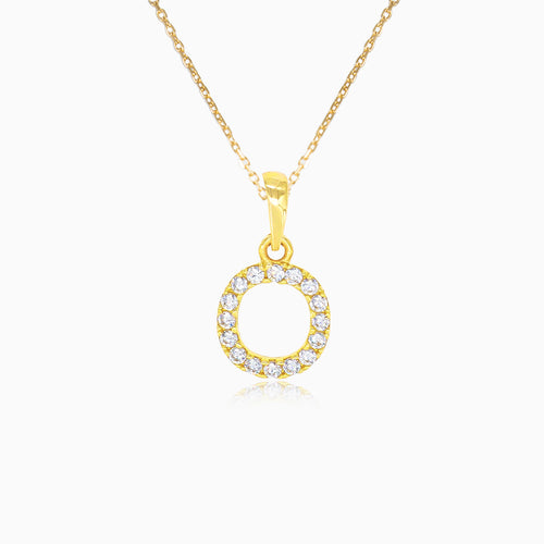 Pendentif en or de la lettre "O" avec zircons
