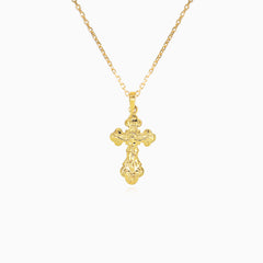Small gold detailed cross with JesusPetite croix en or détaillée avec Jésus