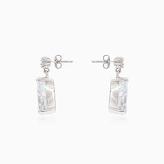 Náušnice z bílého zlata s kapičkami zirkonů