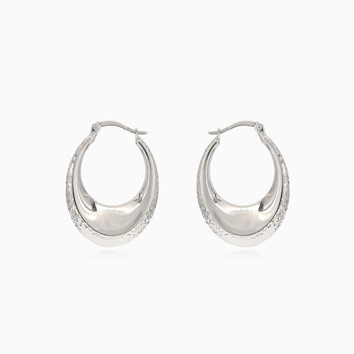 White gold hoop earrings with design
