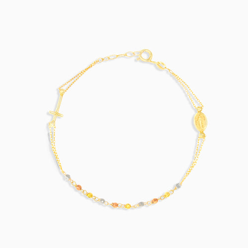 Dreifarbiges Rosenkranz-Armband