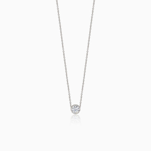 Weißgoldkette mit zartem runden Solitär