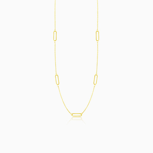 Collier en or simple avec cinq rectangles ronds
