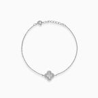 Silbernes Kleeblatt-Armband mit Perlmutt