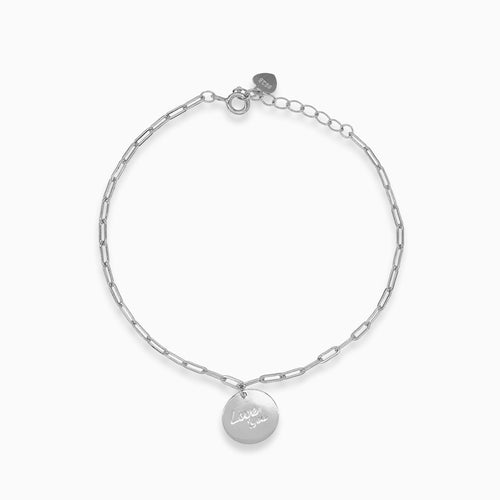 Silbernes Kettenarmband mit runder Plakette